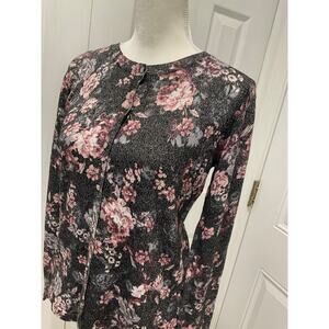 🍁NWT Emaline Gorgeous Buttoned Jersey Stretchy with Metallic Thread Top, Size S